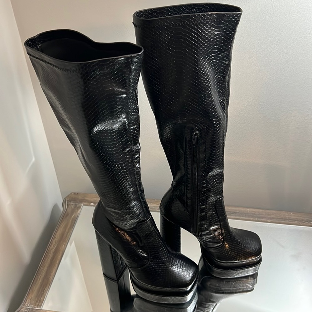 Python Embossed Platform Boots